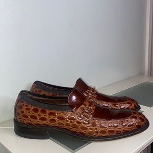 Vintage ALLEN EDMONDS MALIBU 2 TNE ALLIGATOR/ PATENT LOAFER-Mens Size 8.5